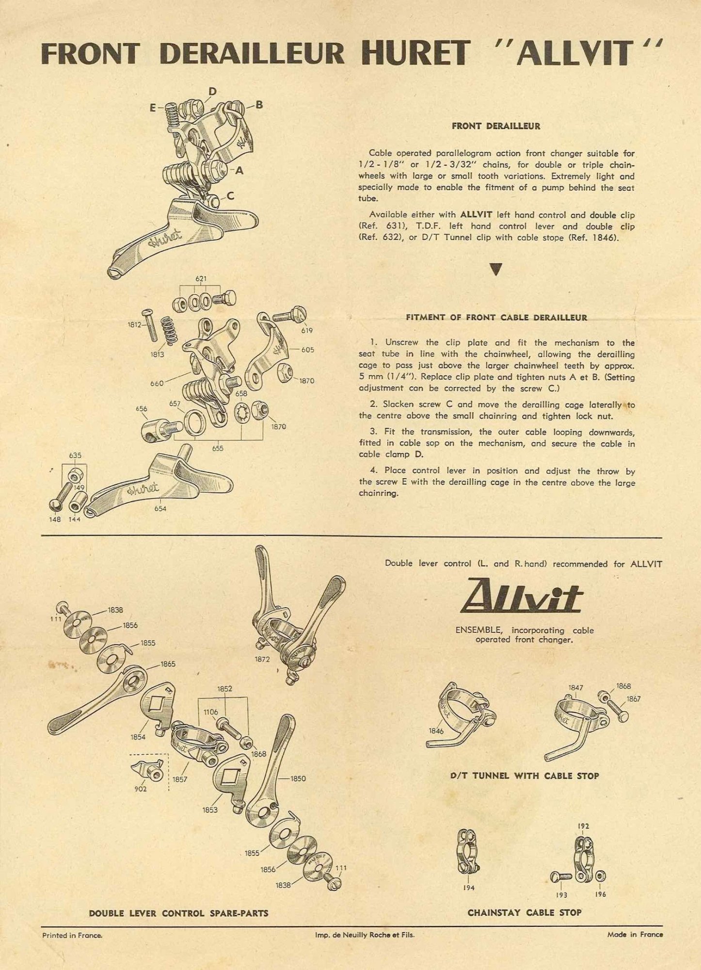 1961 Huret Allvit front derailleur.jpg