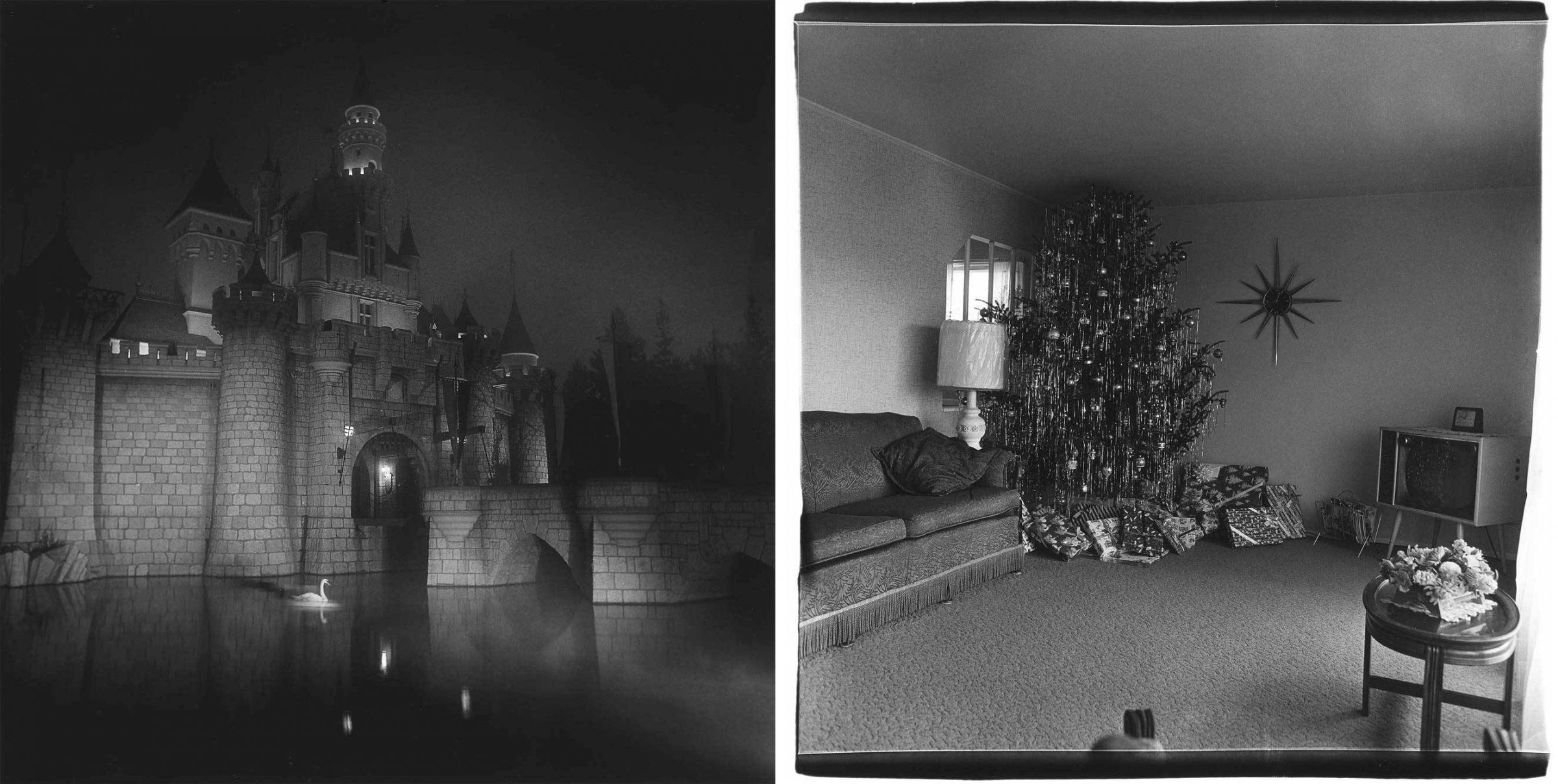 A castle in Disneyland, Cal. 1962 and Xmas tree in living room in Levittown, L.I. 1962.jpg