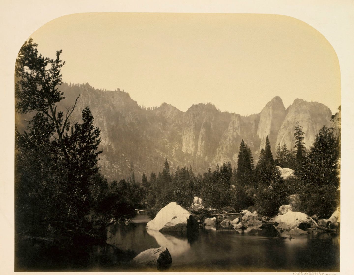 Carleton E. Watkins - Down the Valley, Yosemite (1861).jpg