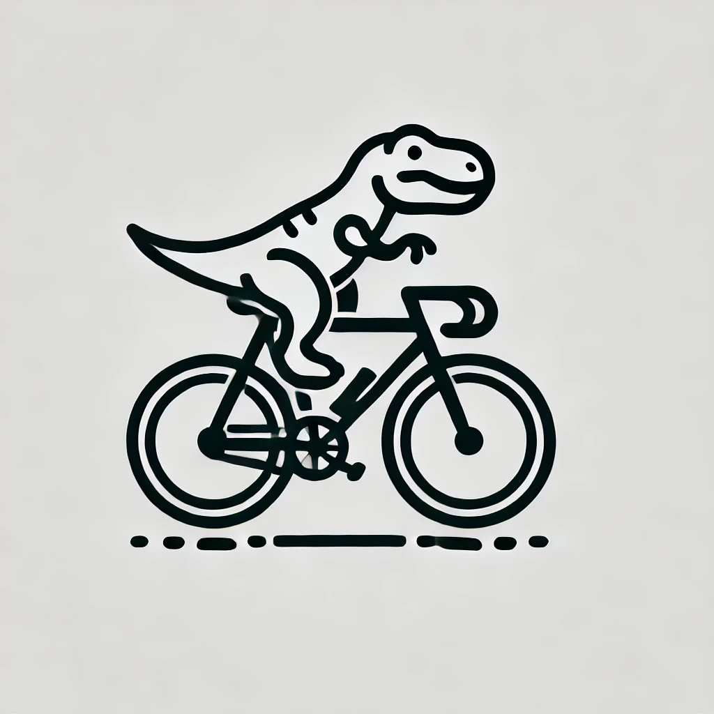 DALL·E 2025-02-02 20.36.40 - A minimalistic and logo-like design featuring a T-Rex riding a r...webp