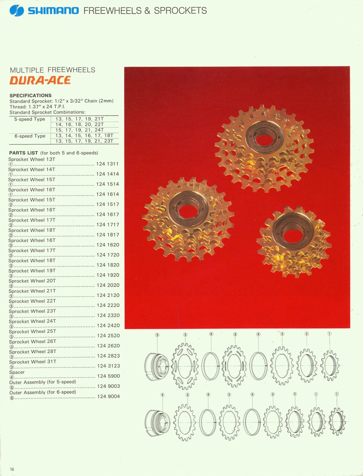 Dura Ace erste Generation_Schraubkränze gold_5fach und 6fach.jpg