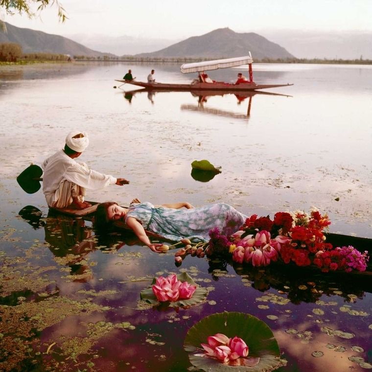 Floating with Flowers, Dal Lake, Kashmir, 1956 - Norman Parkinson.jpg