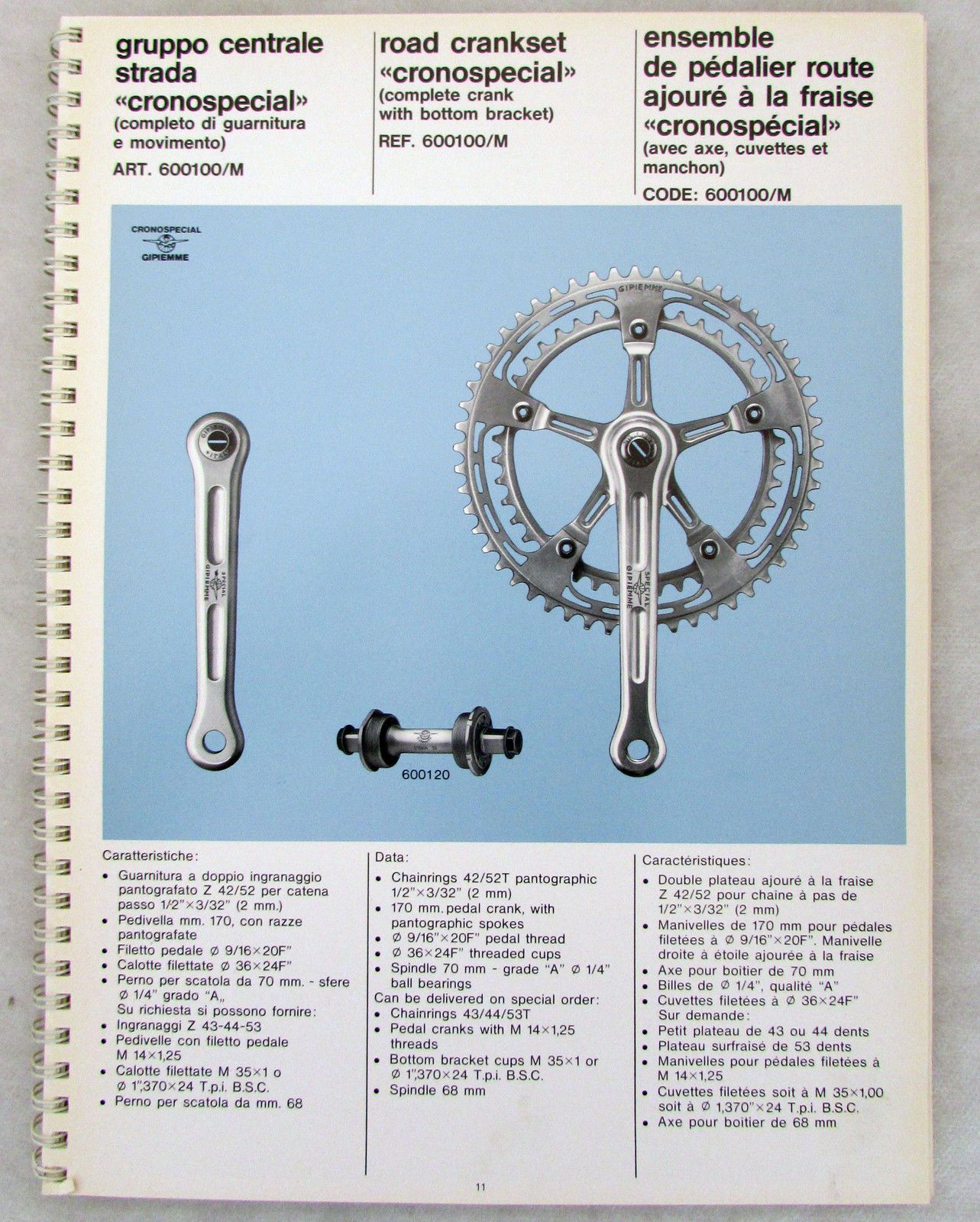 Gipiemme CronoSpecial guarnitura, crank, pédalier ART. REF. CODE - 600100M catalog.JPG