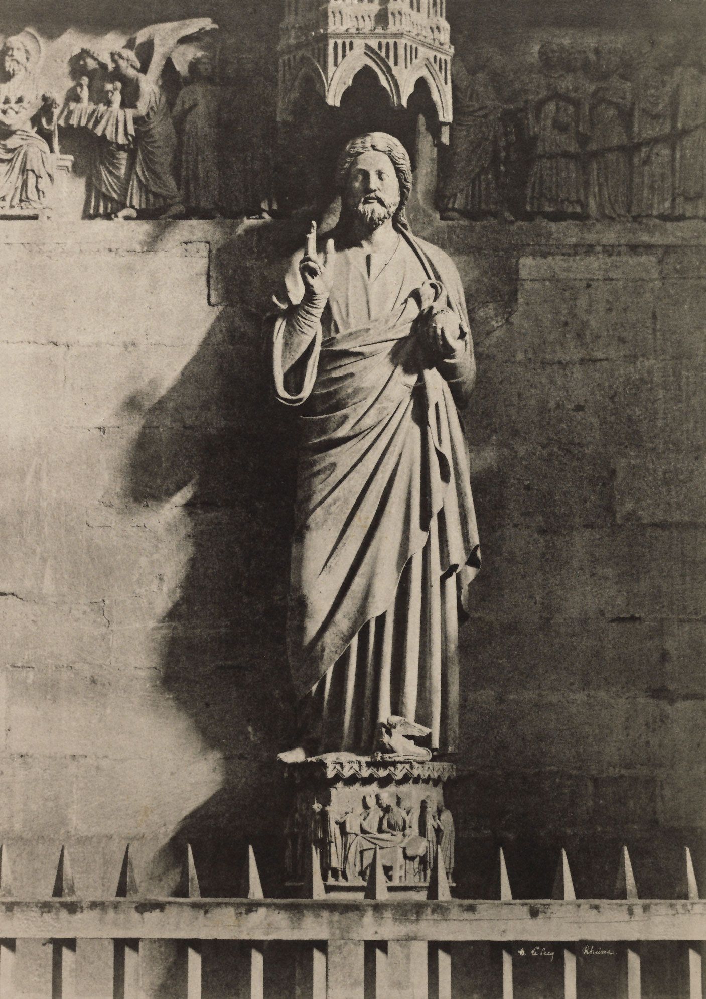 Henri Le Secq-Statue of Christ at Reims Cathedral (Negative 1851; print 1870s).jpg