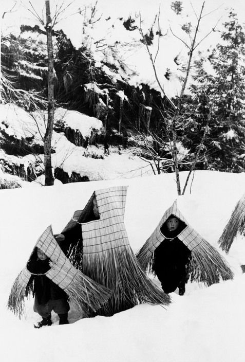 Hiroshi Hamaya - Japan, 1956 - snow country kids, covered in straw caps to protect from cold.jpg