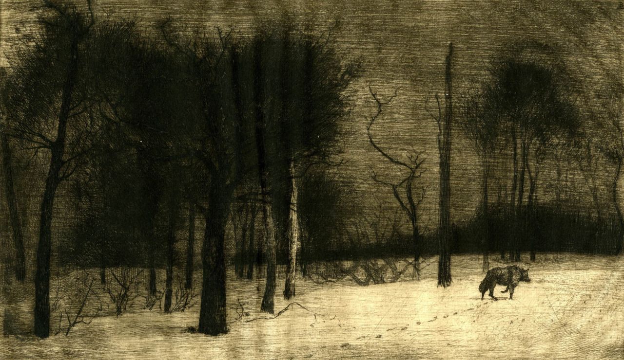 Hiver - Le Loup dans la Neige (1864 - Etching) - Félix Bracquemond.jpg