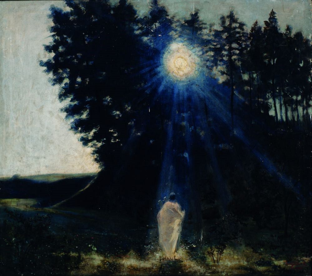 Jean Delville (Belgian, 1867-1953) - Landscape in the moonlight, 1887-1890.jpg