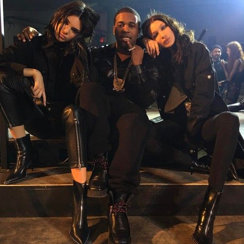 Kendall Jenner, A$AP Ferg, and Bella Hadid backstage at Alexander Wang FW 2017.jpg