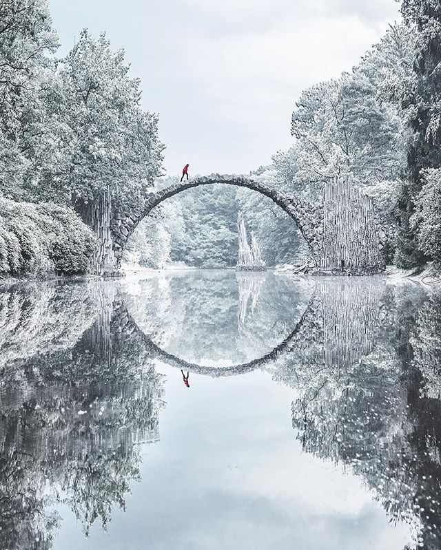 Kromlau bridge, Germany, during all four seasons (4).jpg