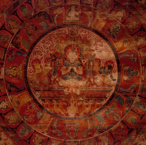 Mandala of Chandra. Nepal, circa 1425. Paintings. Mineral pigments and gold on cotton cloth.jpg