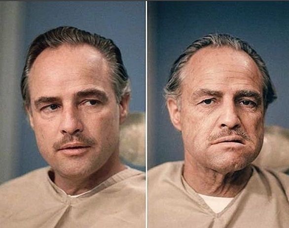 Marlon Brand, before & after Make-Up for the Godfather 1972.jpg