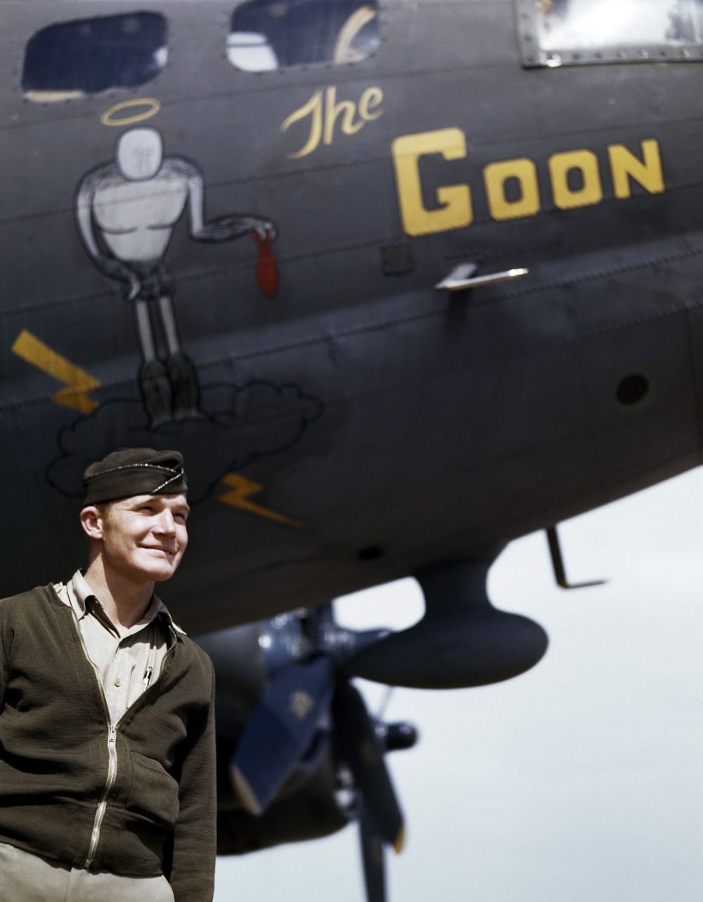 Robert Capa-US Captain Jay F.Shelley@“The Goon,” B-17 before raid over Italy-Tunisia1943.jpg