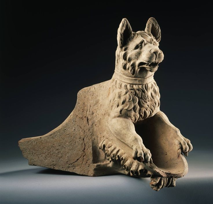 Roman waterspout in the form of a hound, early 1st century A.D. Terracotta.jpg