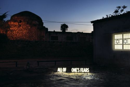 Shimon Attie - All of One’s Fears, 2014 - Two on-location light boxes.jpg