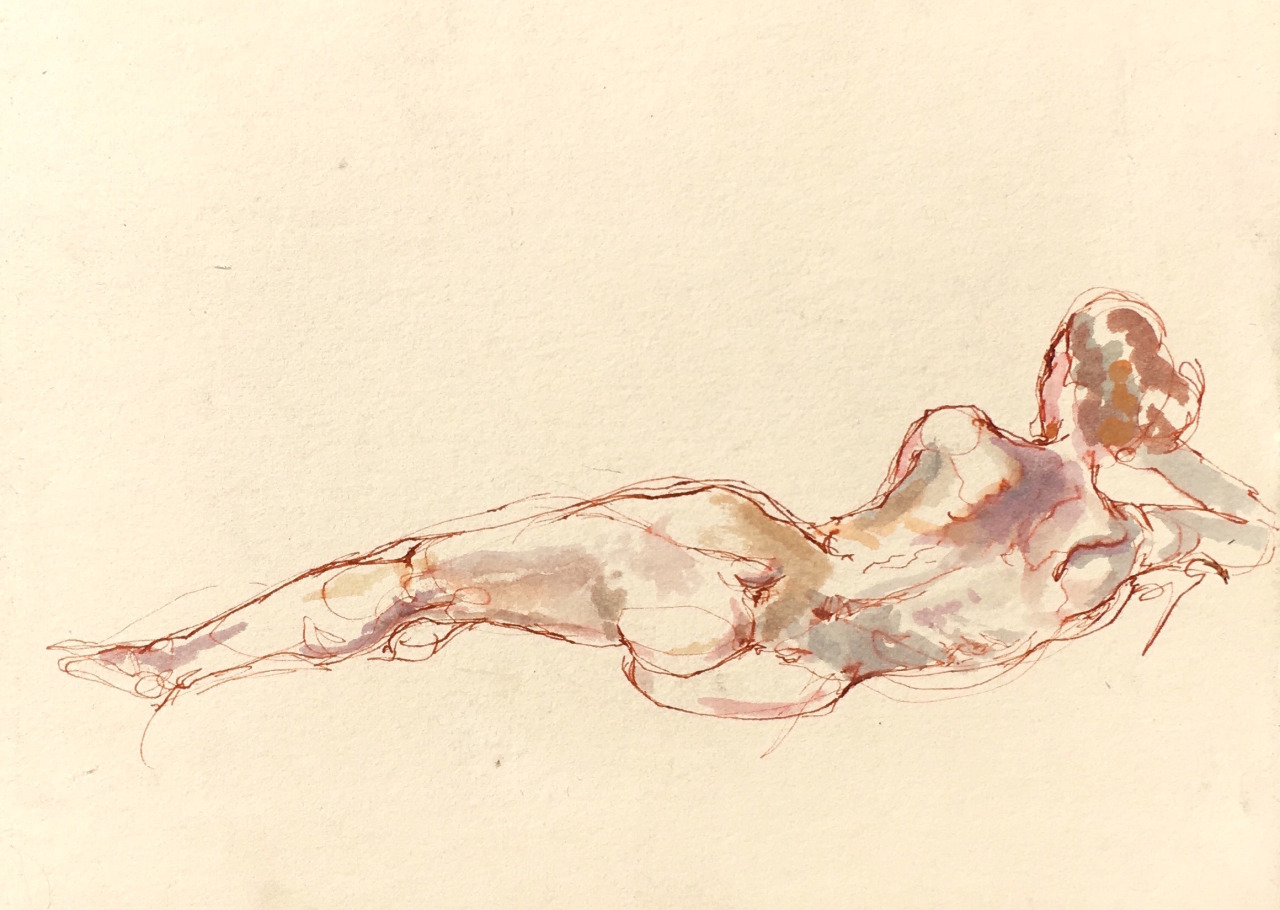 Study of Velasquez’ Rokeby Venus(Sepia ink and watercolor on paper).jpg
