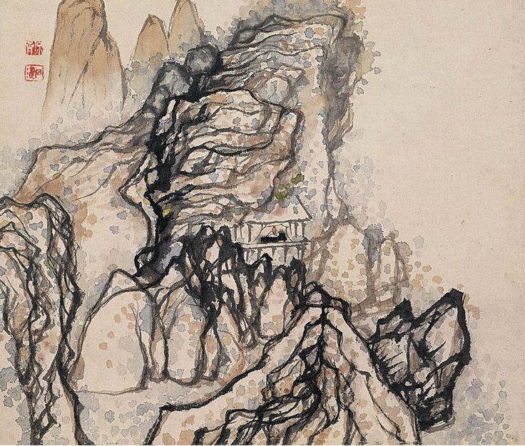 Tao Chi - Man in house beneath cliff (17th ce, China).jpg