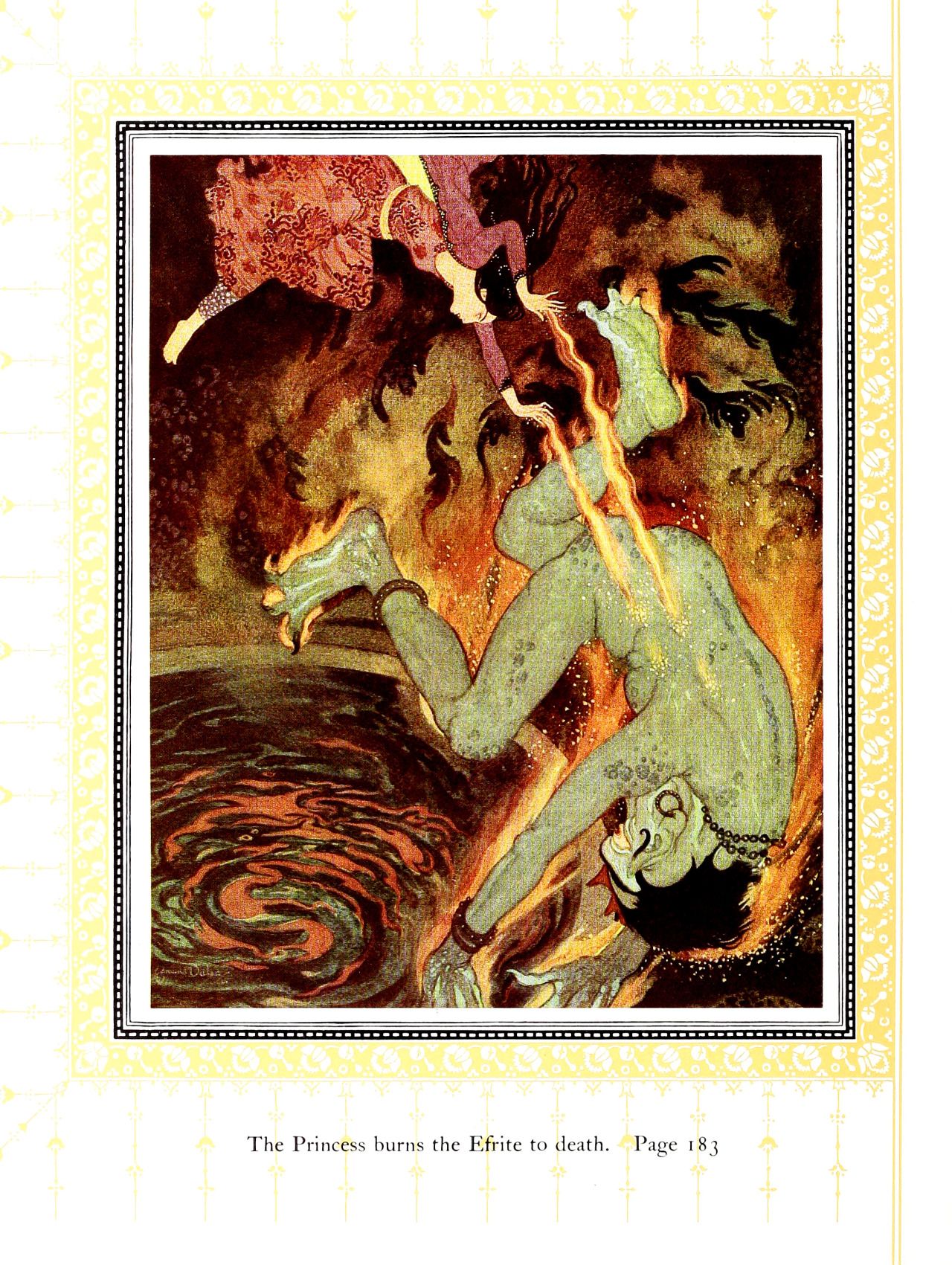 The Princess Burns the Elfrite to Death - Edmund Dulac (1914).jpg