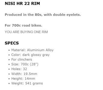 Screenshot 2024-04-07 at 15-15-58 NOS NISI HR 22 CLINCHER RIM 32 HOLES ROAD BIKE VINTAGE 80S 7...png