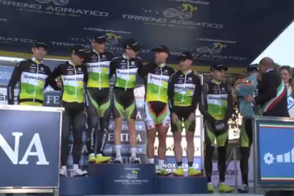 Tirreno-Adriatico: GreenEdge gewinnt Teamzeitfahren, Matt Goss in Blau