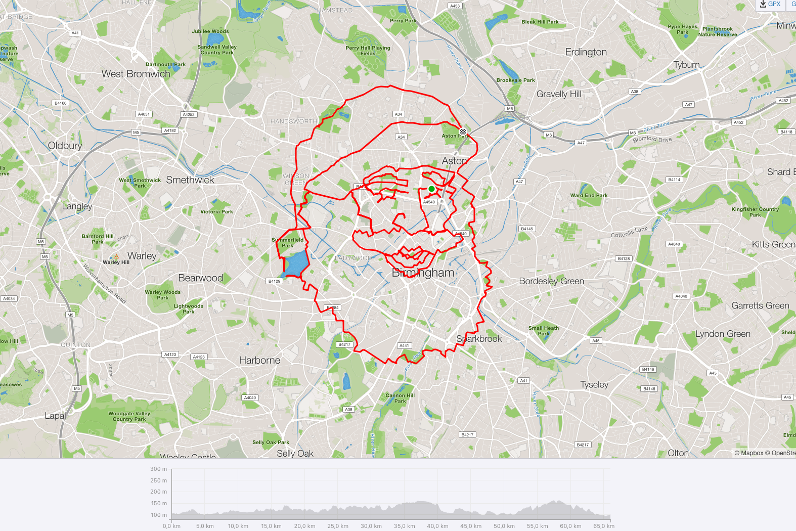 Strava-Kunst: Weihnachtsmann grüßt aus Birmingham