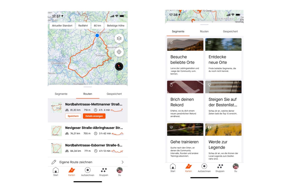 Strava Karten Funktion erweitert: Feine neue Sortierung der Segmente