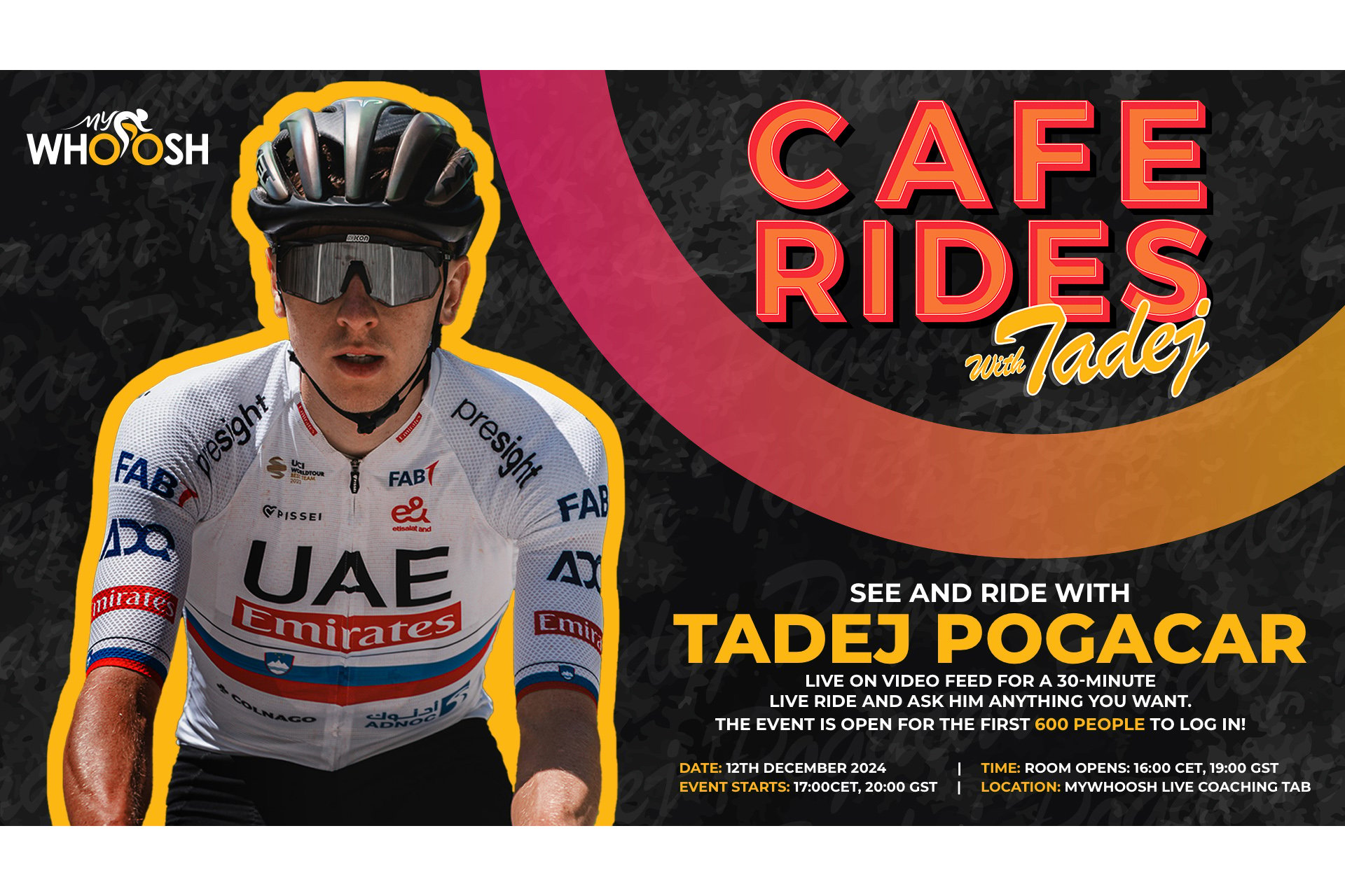 Online Training mit dreifachem Tour-Sieger: MyWhoosh Ride mit Tadej Pogačar